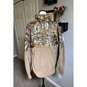 Columbia PHG Mens XL Realtree Edge Camo Fleece Half Zip Hunting Jacket Tan